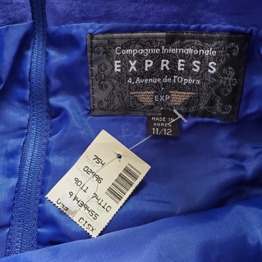 NWT Vintage Express Royal Blue Suede Leather Skirt Size 12 - Picture 5 of 7
